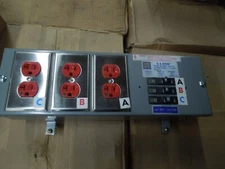 Square D PINQOR120 20A 3p 4W 240V Breaker Enclosure w/ 3- 20A 1p & Receptacles