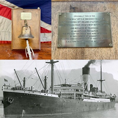 Hervorragend montiert SS Anker Krähen Nest Schiffe Glocke & Doppelgriff Bellrope c.1941