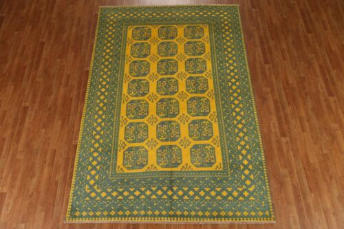 Vibrant Color Geometric Kazak Pakistani Area Rug Gold 7x10 ft - Picture 3 of 20