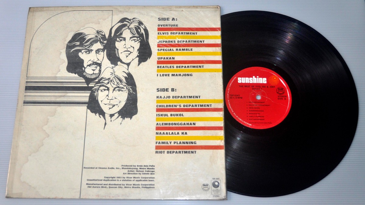Philippines The Best Of TITO, VIC & JOEY Volume 1 OPM LP Vinyl