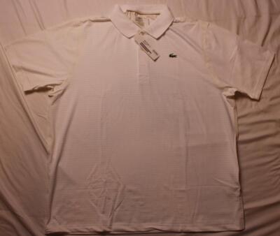 Lacoste Sport Polo Shirt Men Size 8(3XL) White Striped Short