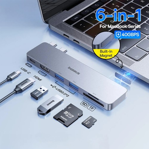 Dual USB-C Hub to HDMI-Compatible 4K 30Hz For Thunderbolt 3/4 40Gbps USB 3.0