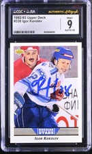 Igor Korolev Signed 1992-93 Upper Deck Card #338 Russia CGC 9 JSA 10 Auto