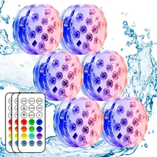 6 Pack LED Puck Lights, Battery Operated Puck Lights, 13 Color Changing Showe...