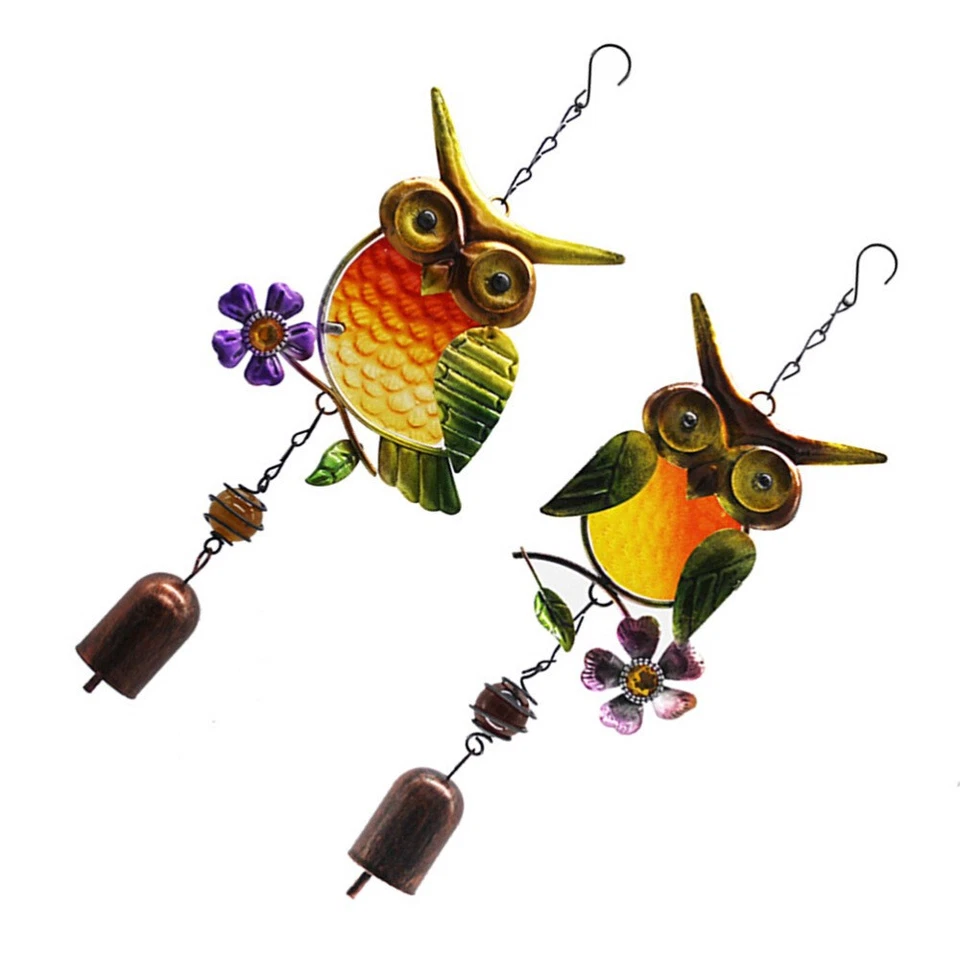 2 Piezas Carillón de Viento Búho Colgante Adorno Jardín Colgante Decoración Creativo Campana de Viento▲ Foto 4 de 4