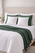 SouthShore Fine Linens White 18" Quilted Pillow Shams Set Of 2 Standard Square