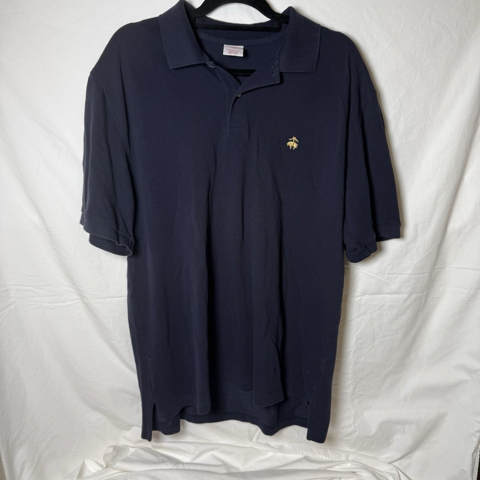 Brooks Brothers 1818 Men's Navy Polo Shirt with Embroidered Logo Size XL Gold