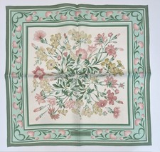 Handkerchief Vintage JIM THOMSON Art Floral Green Silk Pocket Square 16” Napkins