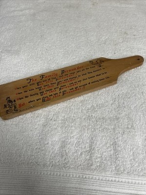 Vintage Family Persuader Wooden Paddle 1956 Wife Kids Husband Art  C.W.P Co VTG