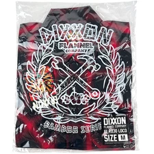 DIXXON Flannel "El Rojo Loco" Mens MEDIUM Red Black Plaid Bamboo Snap Shirt