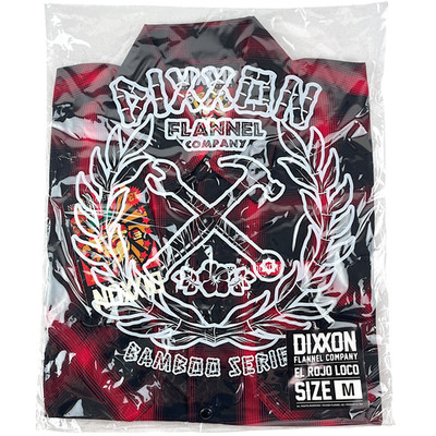 DIXXON Flannel ''El Rojo Loco'' Mens MEDIUM Red Black Plaid Bamboo Snap Shirt