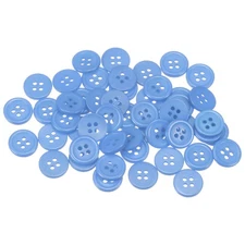 50pcs 20L Sewing Buttons 1/2" Resin Round Flat 4-Hole Craft Buttons Light Blue