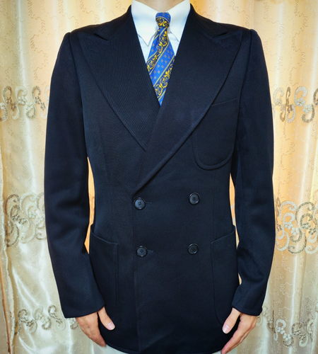70er Vintage Handtailored Bespoke Classic All Worsted DB Anzug Jacke Blazer 38 L