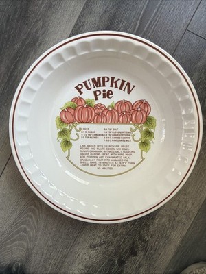 Vtg Hankook Deep Dish Ceramic Pumpkin Pie Plate Recipe Dish 10.5''