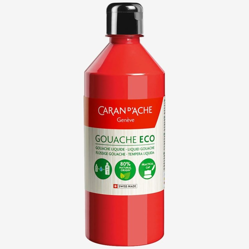 Gouache rouge écarlate mate Gouache Eco Caran d'Ache en flacon de 500ml