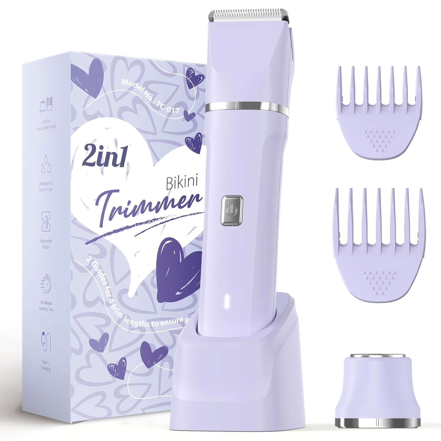 Bikini Trimmer Women Wet Dry Replaceable Purple