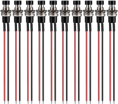 3V-6V-12V-24V-230V/1A 10pcs 7mm Black Prewired Mini Momentary Push Button,SPST N