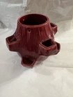 McCoy  1950s Vintage Art Pottery Maroon Strawberry Pot Hanging Basket Planter