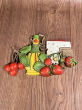 DART & HOMCO 1970s WALL HANGINGS Wine Cheese Fruit Country Very Nice