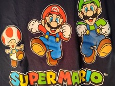 Vintage Y2K Super Mario Mushroom Nintendo Shirt Navy Blue Large