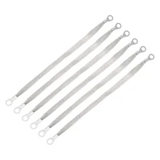 6Pcs Automotive Flat Braided Ground Strap 12" x 0.4" with Terminal Plugs