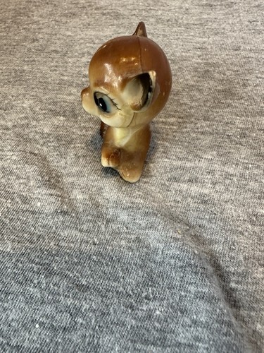 Vintage MCM Celluloid Dark Eyed Deer / Reindeer Fawn w/ Spots Figurine - Sitting - Picture 7 of 9