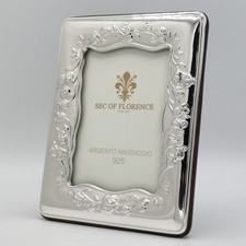 5"x3,5" Wedding Gift Solid Sterling Silver Photo Frame Wood Back 954 / 9×13 GB