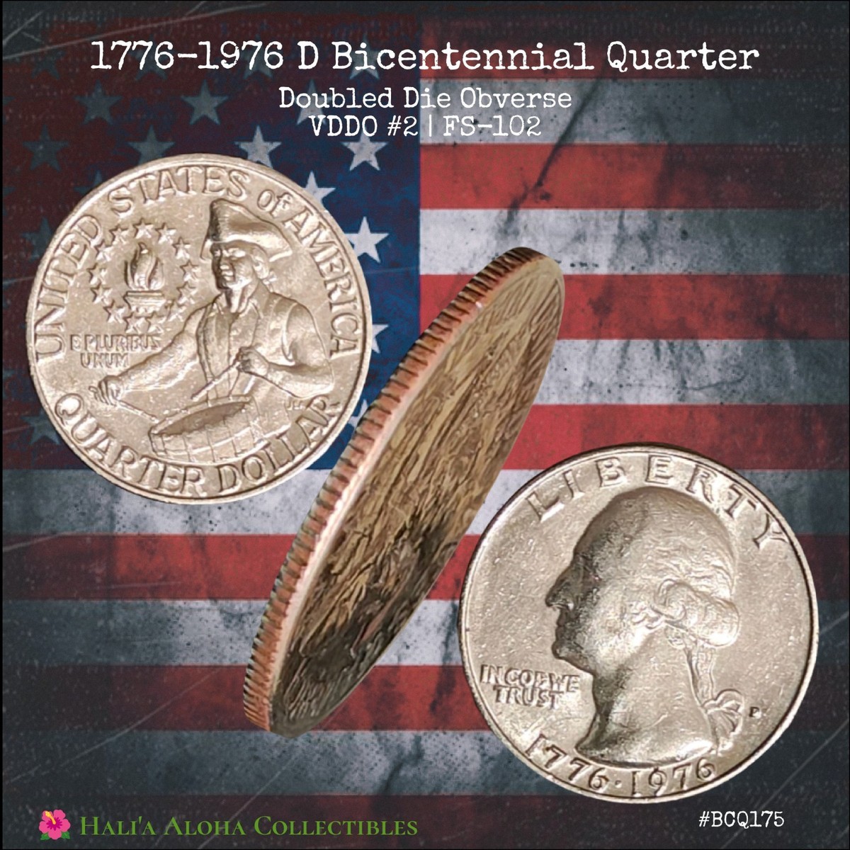 🇺🇲 1776-1976 D Mint Bicentennial Quarter 25c RARE DDO FS-102