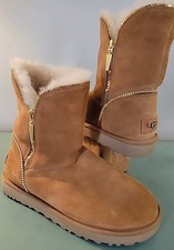 Suelas Treadlite UGG Florence gamuza castaño dorado cremallera talla 7 1013165