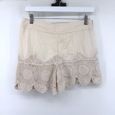 Free People Shorts Crochet Hem Size 0 Cream Womens Boho Festival Summer
