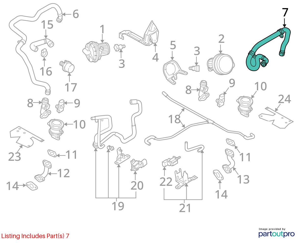 Audi R8 Spyder Left Side Secondary Air Pump Hose Pipe Line 2011 2012 OEM
