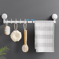 Suction Cup Towel Bar, 24 inches Adjustable Towel Rack Holder, No Drill  Rem...