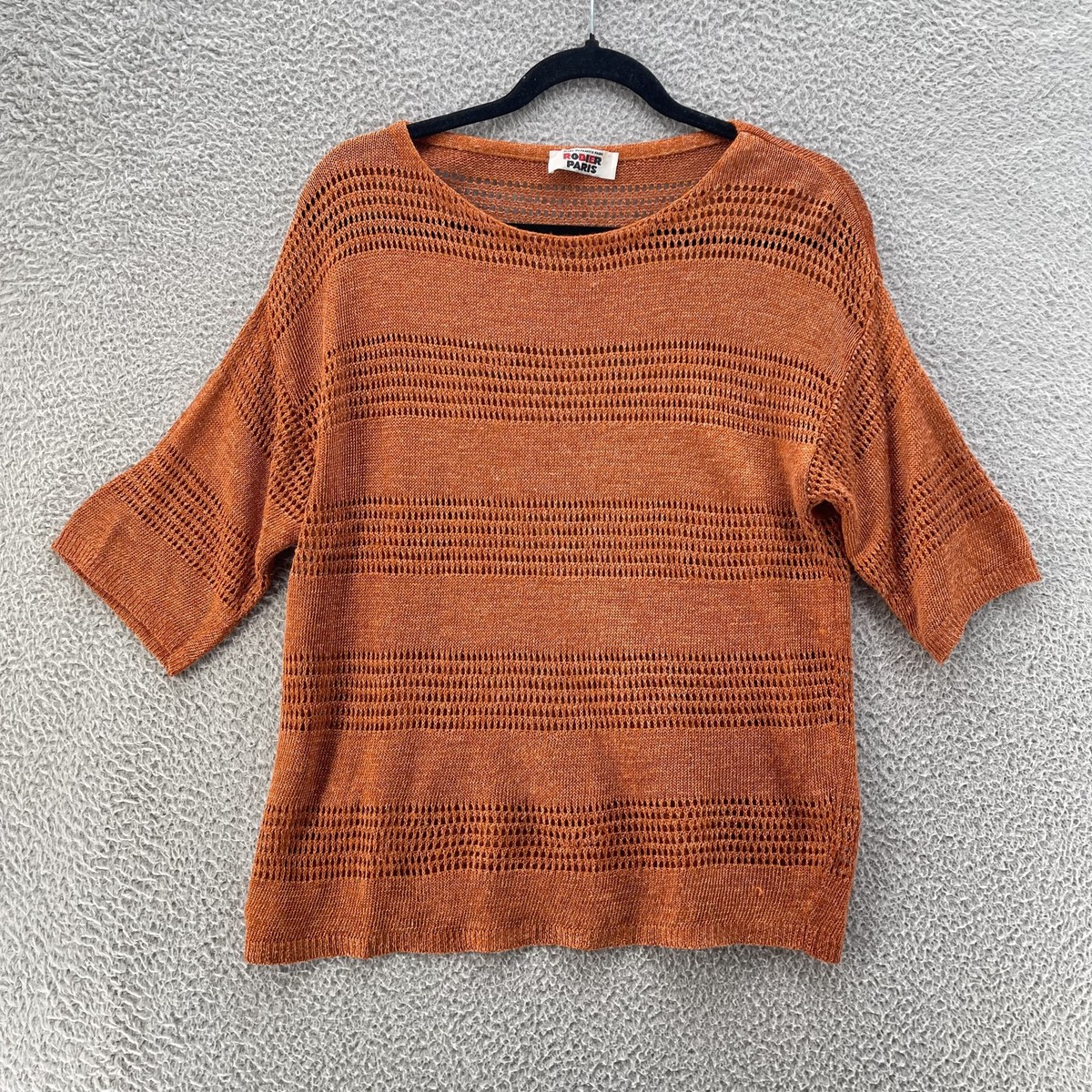 Rodier Paris Sweater Womens Medium Brown Linen See Through