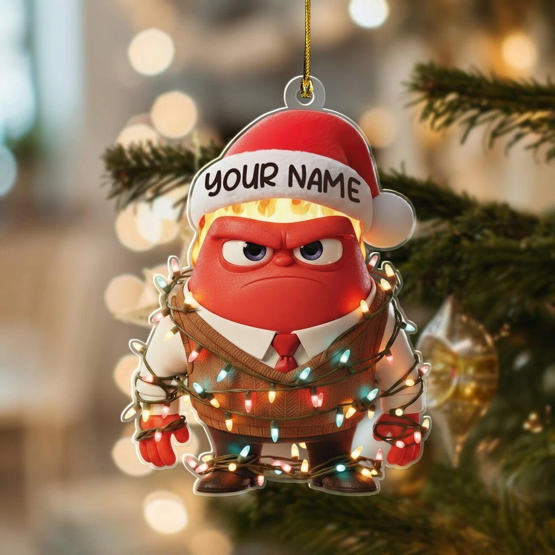 Personalized Anger Inside Out Christmas Ornament, Gift for Anger Lovers
