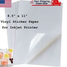 Clear Printable Vinyl Sheets for Inkjet Printer 8.5x11 Inch for Crafts, Labels