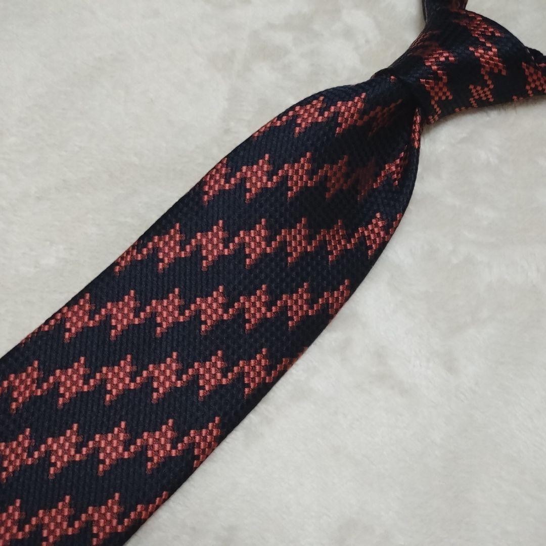 Comme Des Garcons Homme Deux Tie Houndstooth Check Navy Pink Made