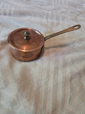 Williams Sonoma France Copper 1 qt Saucepan w/ Lid Long Handle 2-Piece