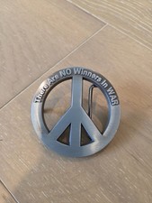 Fun Buckles Peace Sign Belt Buckle There Are No Winners In War Silver Tone
