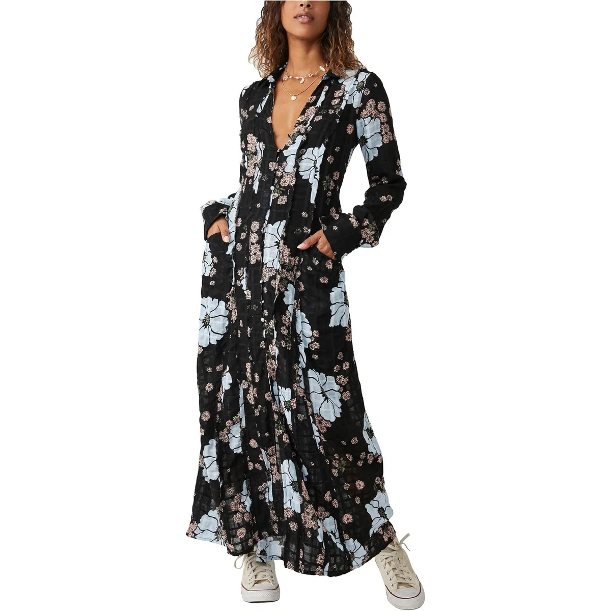 ikea malm dresser 6 drawers White Floral Polka Dot Halter Dress | Free People main image 0