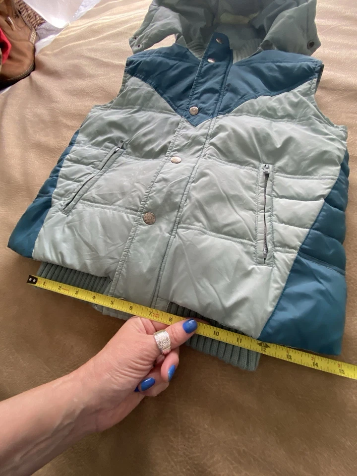 Винтажный BUFFALO David Bitton пара синий утка вниз жилет SZ M съемный капюшон - Изображение 4 из 4