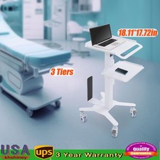 Mobile Computer Cart Medical Rolling PC Stand Desk Workstation Wheel Adjustable