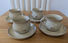 4 x Vintage Denby Daybreak Tea Cups & Saucers