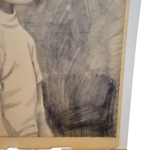 Vtg 60's Pencil Drawing Portrait of Young Boy 16x20 Large Sketch Child Unframed - Picture 8 of 12