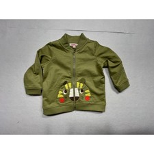 Du Pareil au Meme Boys Green Tiger Face Bomber Jacket Kids Size 12M