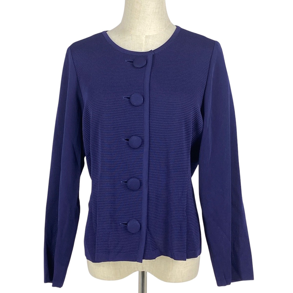 YVES SAINT LAURENT Giacca in maglia senza colletto Cardigan Giacca senza colletto Rayon Bl...