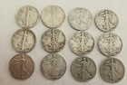 Lot of 12 Walking liberty half dollar's