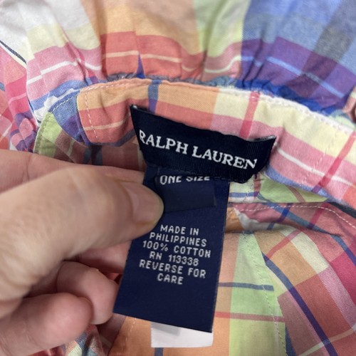 Ralph Lauren Baby Mädchen Karo Sonnenhut Kappe Rüschenriemen One Size - Bild 5 von 11