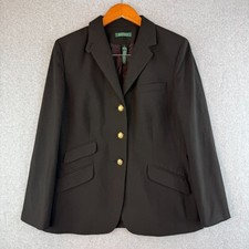 Vintage Classic Lauren Ralph Lauren Black Equestrian Style Button Blazer Size 12