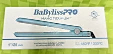 BabylissPRO Nano Titanium Digital Flat Iron - 1 Inch Model# BNT4095TUC NEW BLUE