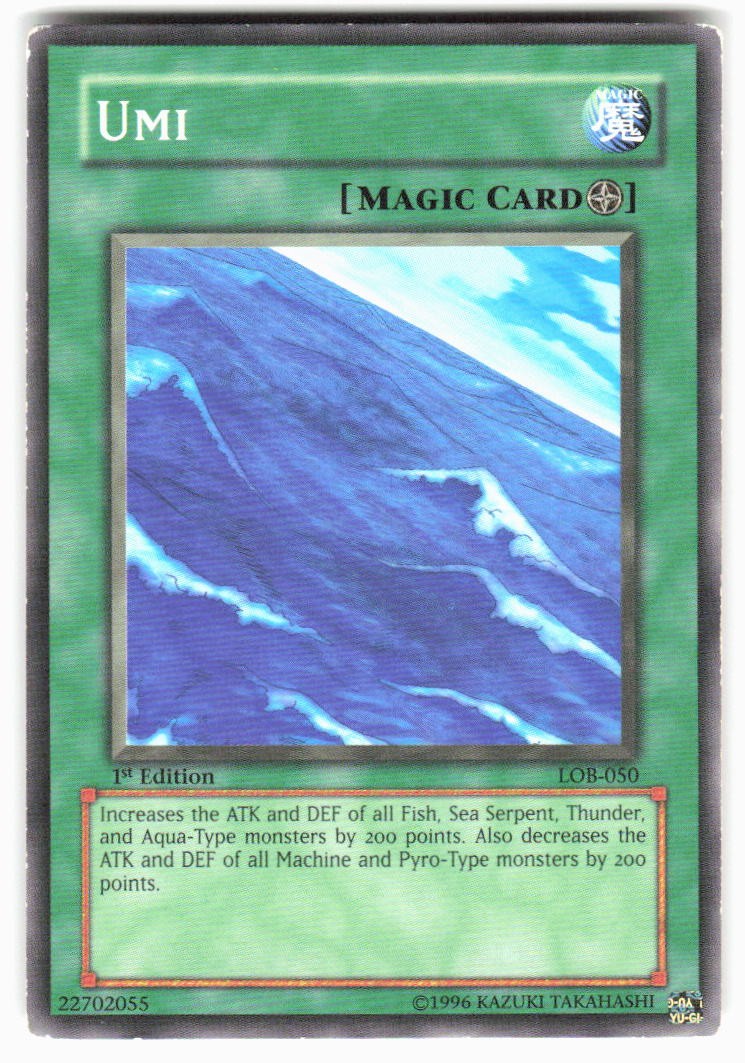 Umi LOB-E039 YuGiOh Legend of Blue Eyes White Dragon trading card — raw and PSA graded price guide
